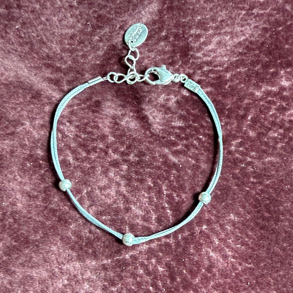 Claire's Silver Tone Beaded Cord Bracelet